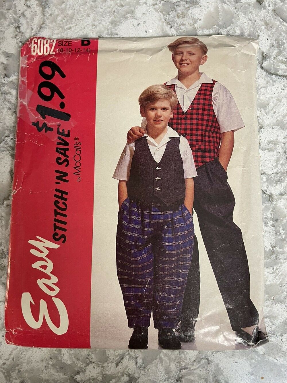 McCall's Stitch'n Save 6082 Boy's Shirt, Vest & Pants Pattern - Sizes 8-14 cut